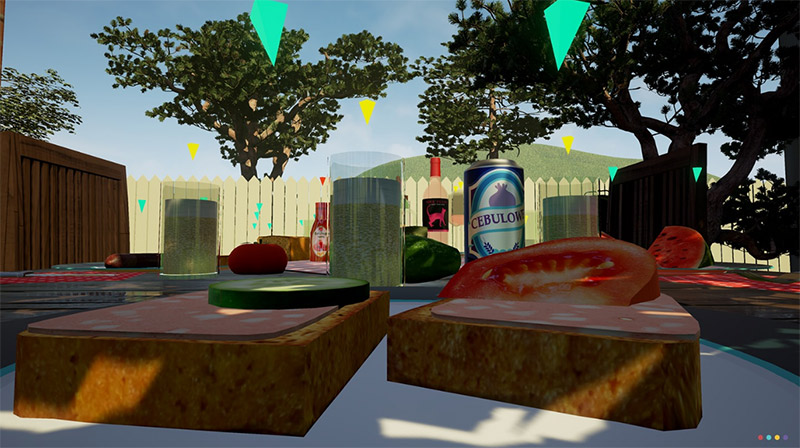 Picnic food on table backyard, Be a Bee video game screenshot